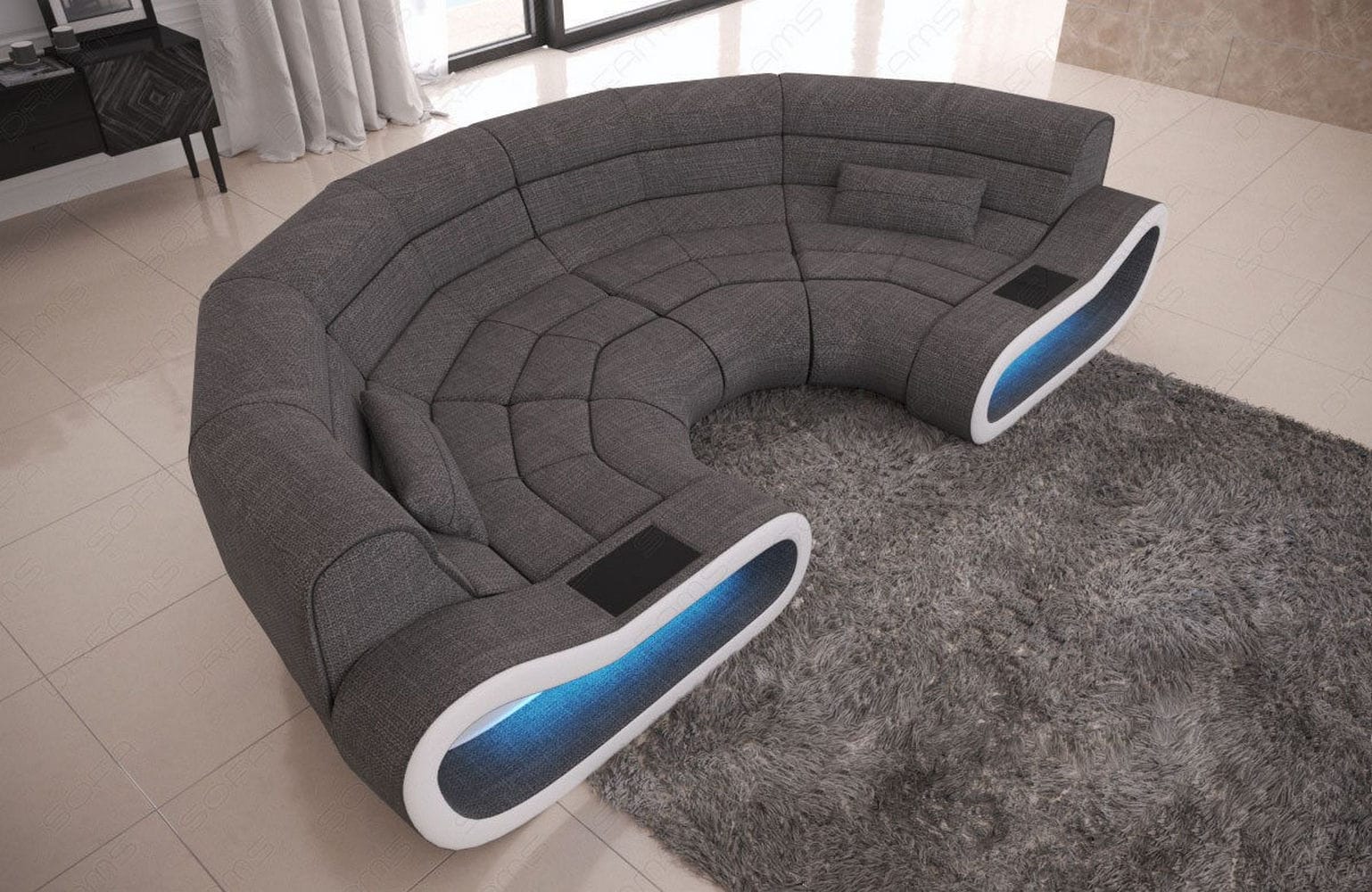 Bigsofa Concept Stoff Grau-Weiß