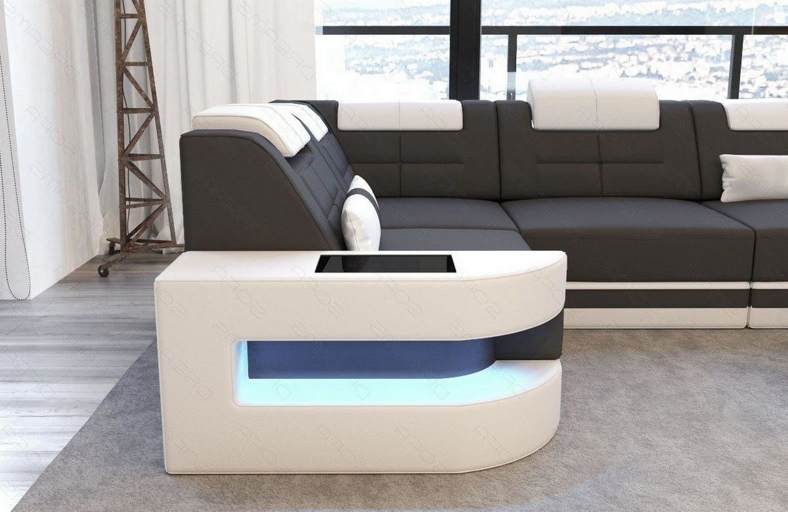 Polster Ecksofa Como L-Form - Modern & Bequem Dunkelgrau-Weiß