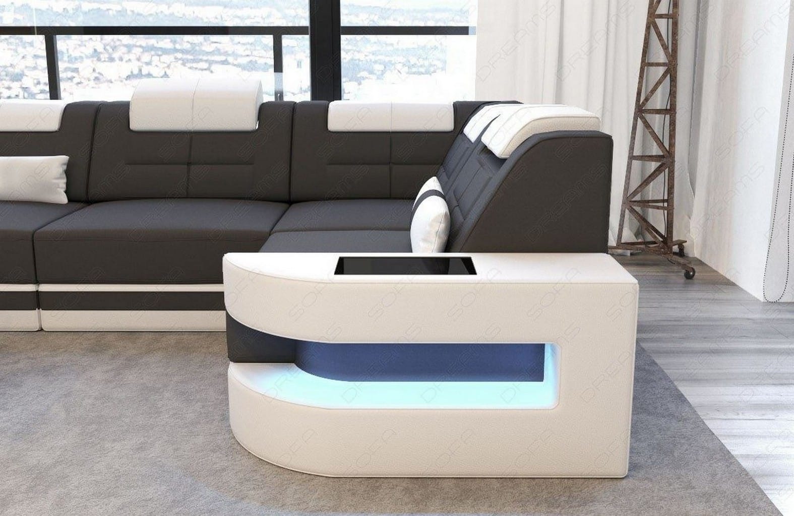 Polster Ecksofa Como L-Form - Modern & Bequem Dunkelgrau-Weiß