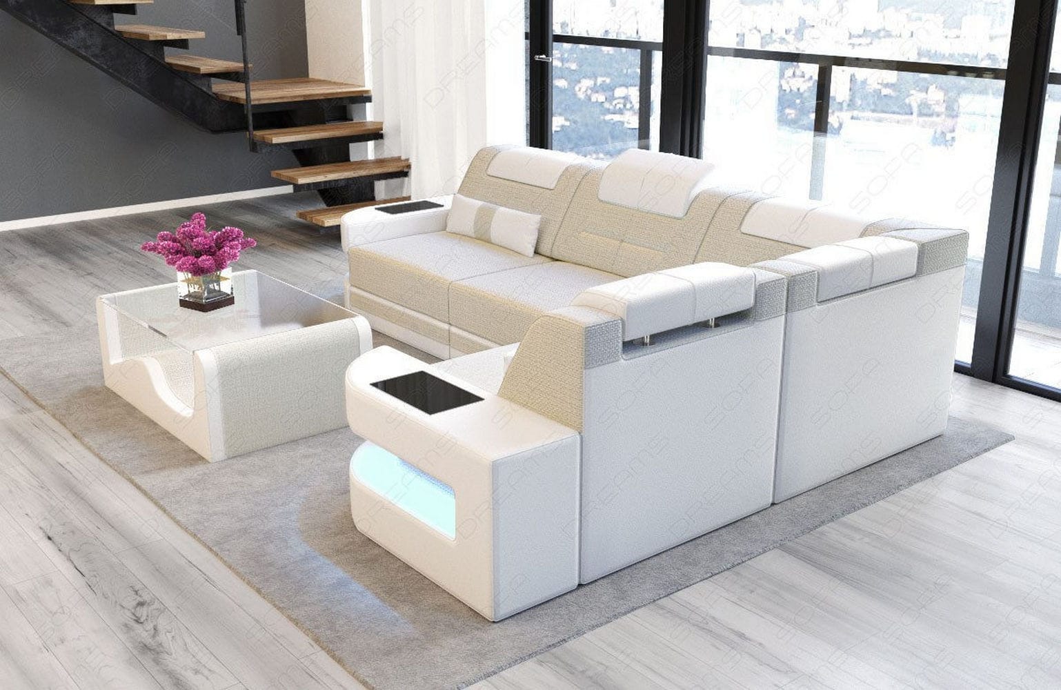 Polster Ecksofa Como L-Form - Modern & Bequem Elfenbein-Weiß