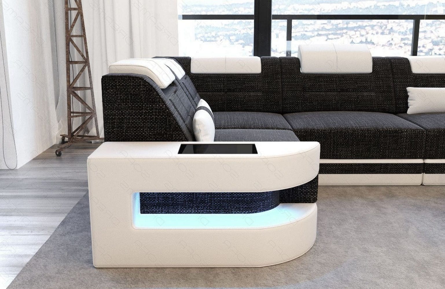 Polster Ecksofa Como L-Form - Modern & Bequem Schwarzgrau-Weiß