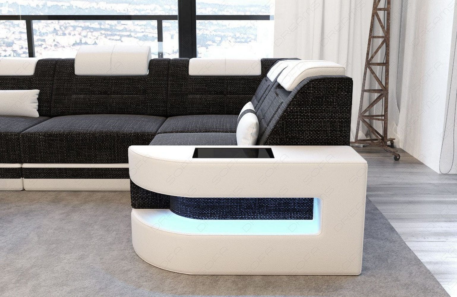 Polster Ecksofa Como L-Form - Modern & Bequem Schwarzgrau-Weiß