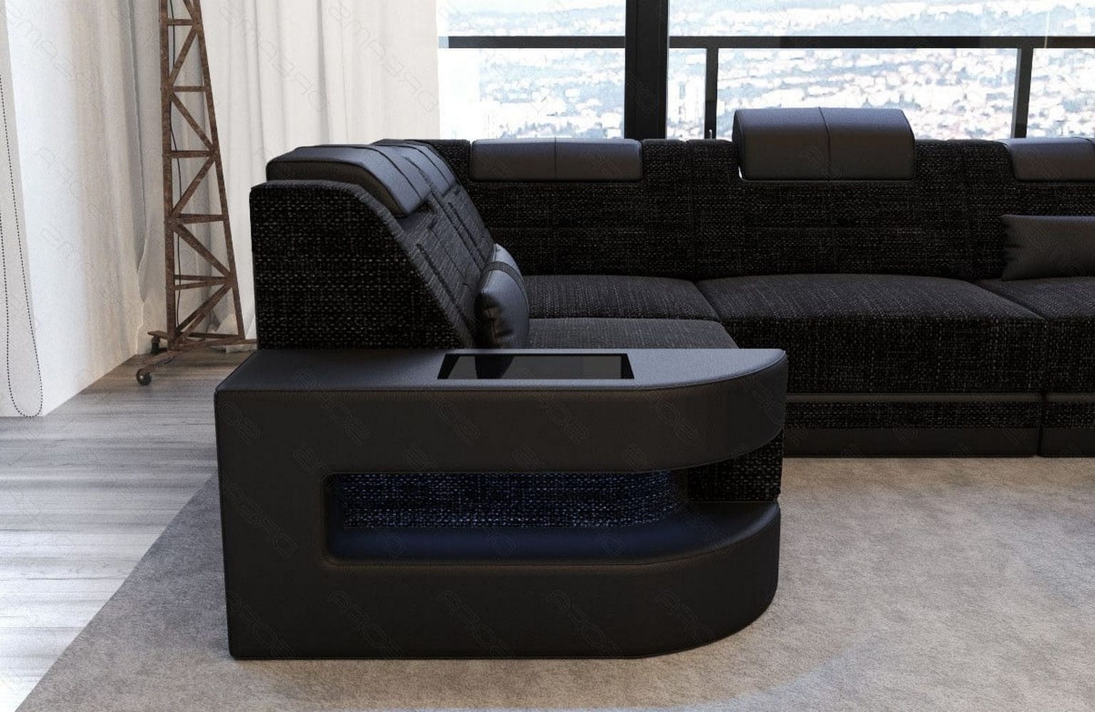 Polster Ecksofa Como L-Form - Modern & Bequem Dunkelgrau-Schwarz