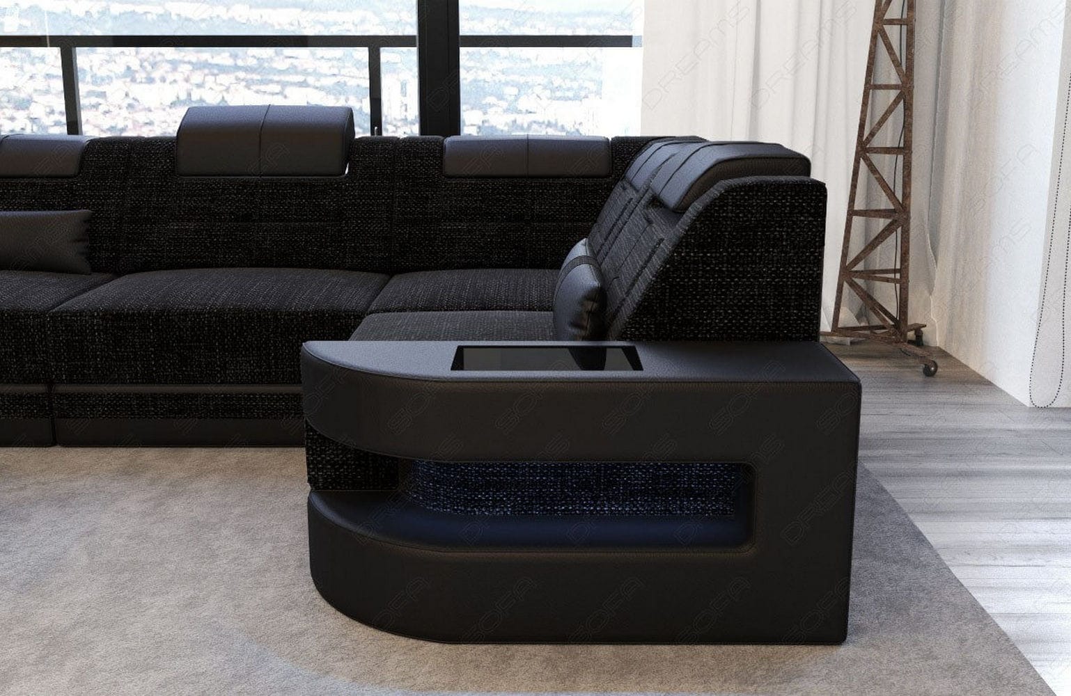 Polster Ecksofa Como L-Form - Modern & Bequem Dunkelgrau-Schwarz