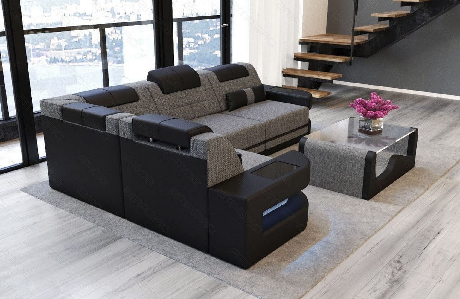 Polster Ecksofa Como L-Form - Modern & Bequem Grau-Schwarz