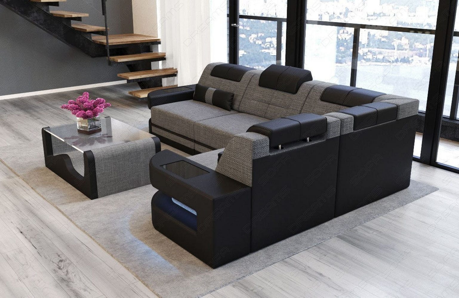 Polster Ecksofa Como L-Form - Modern & Bequem Grau-Schwarz
