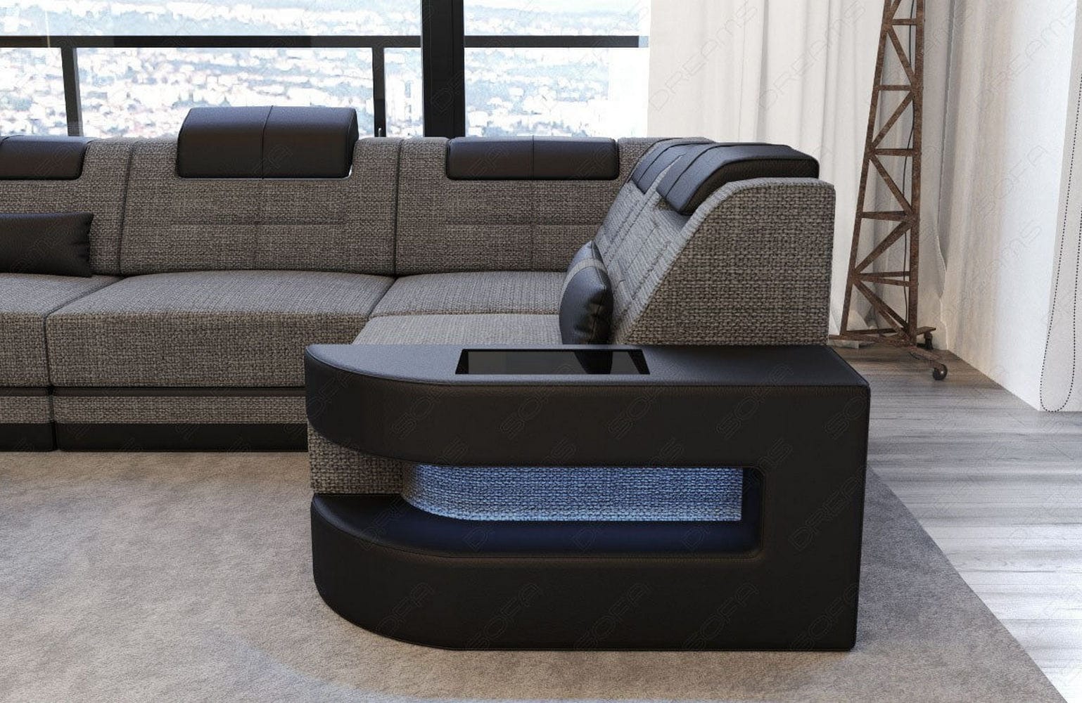 Polster Ecksofa Como L-Form - Modern & Bequem Grau-Schwarz