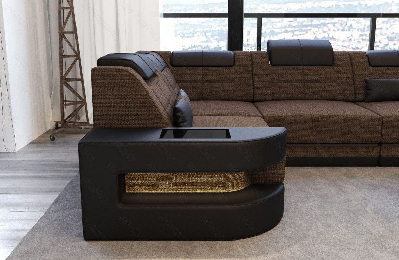 Polster Ecksofa Como L-Form - Modern & Bequem Braun-Schwarz