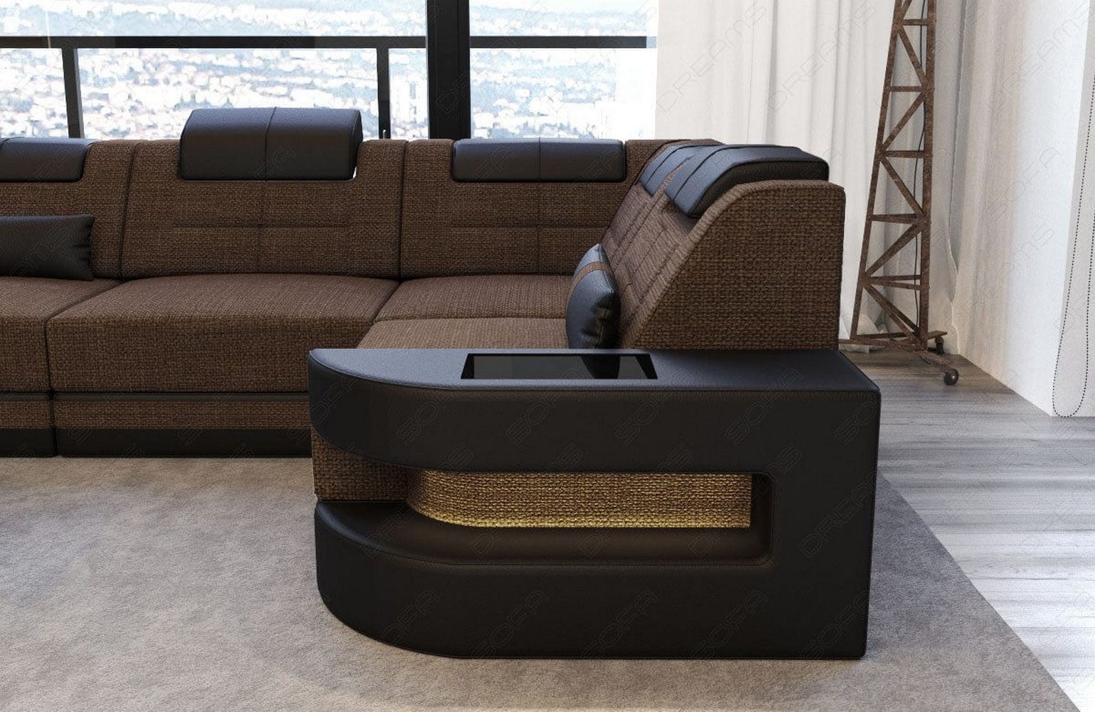 Polster Ecksofa Como L-Form - Modern & Bequem Braun-Schwarz