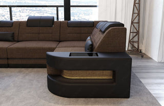 Stoff Ecksofa Como L-Form Braun-Schwarz
