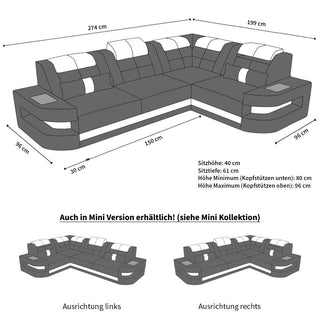 Stoff Ecksofa Como L-Form Braun-Schwarz