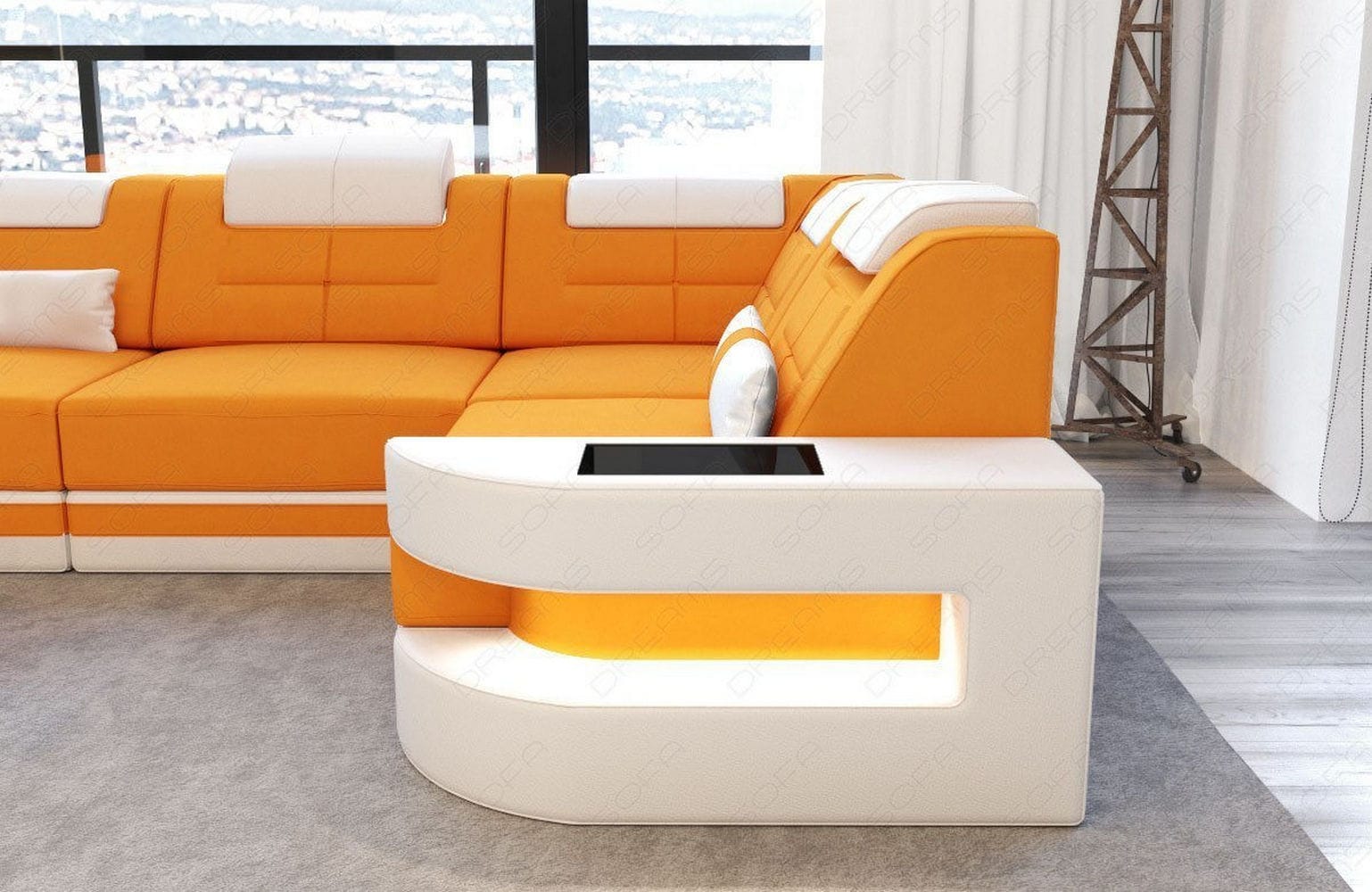 Polster Ecksofa Como L-Form - Modern & Bequem Apricot-Weiß