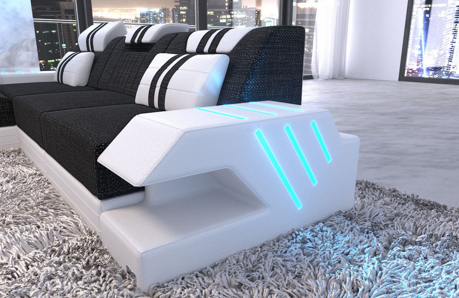 Stoff Sofa Venedig L-Form mit LED