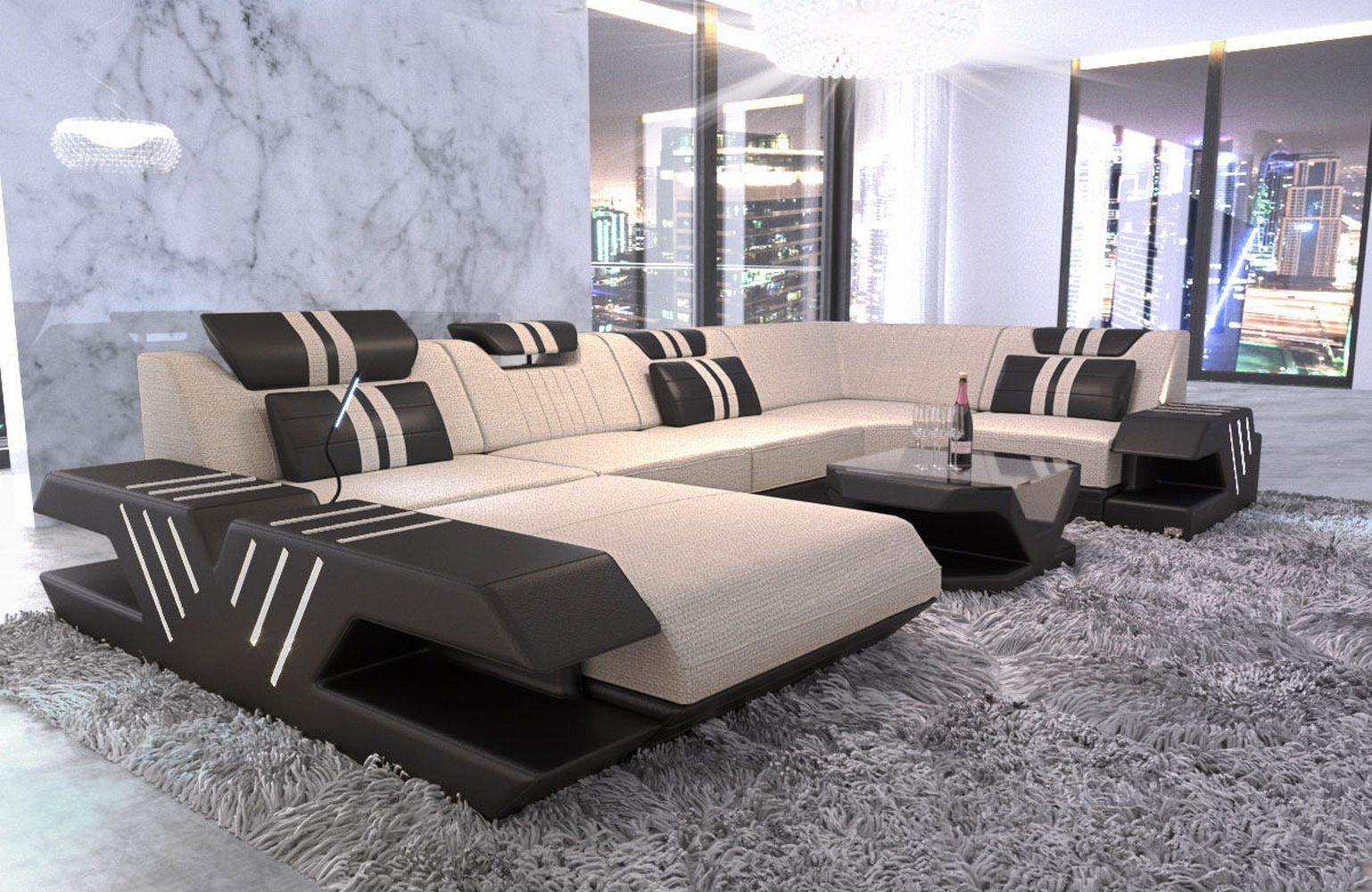 Wohnlandschaft Stoff-Mix Venedig U-Form