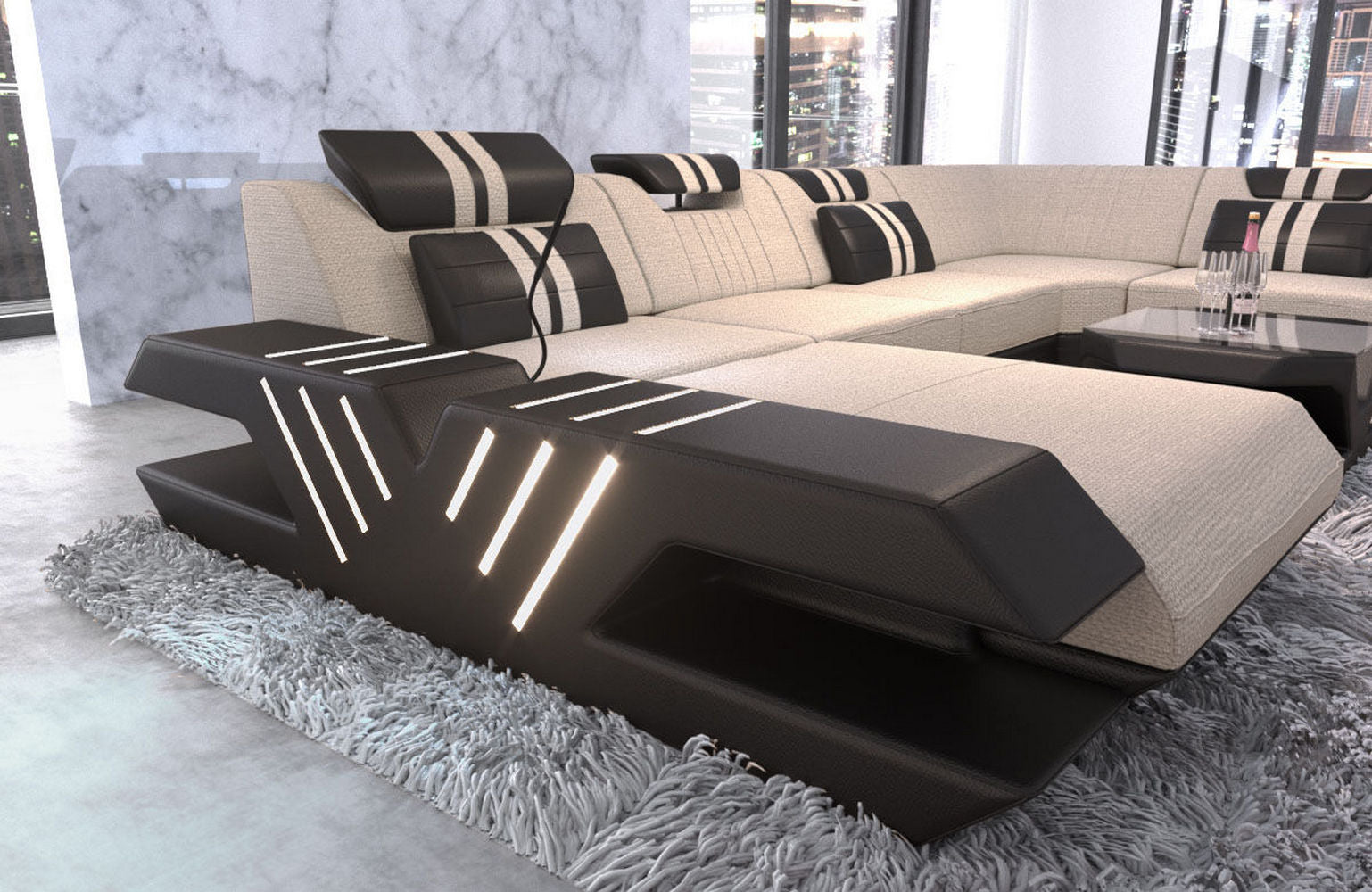 Wohnlandschaft Stoff-Mix Venedig U-Form