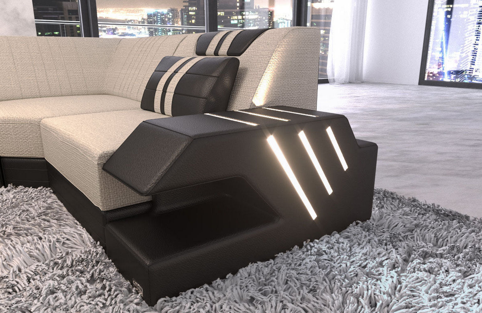 Wohnlandschaft Stoff-Mix Venedig U-Form