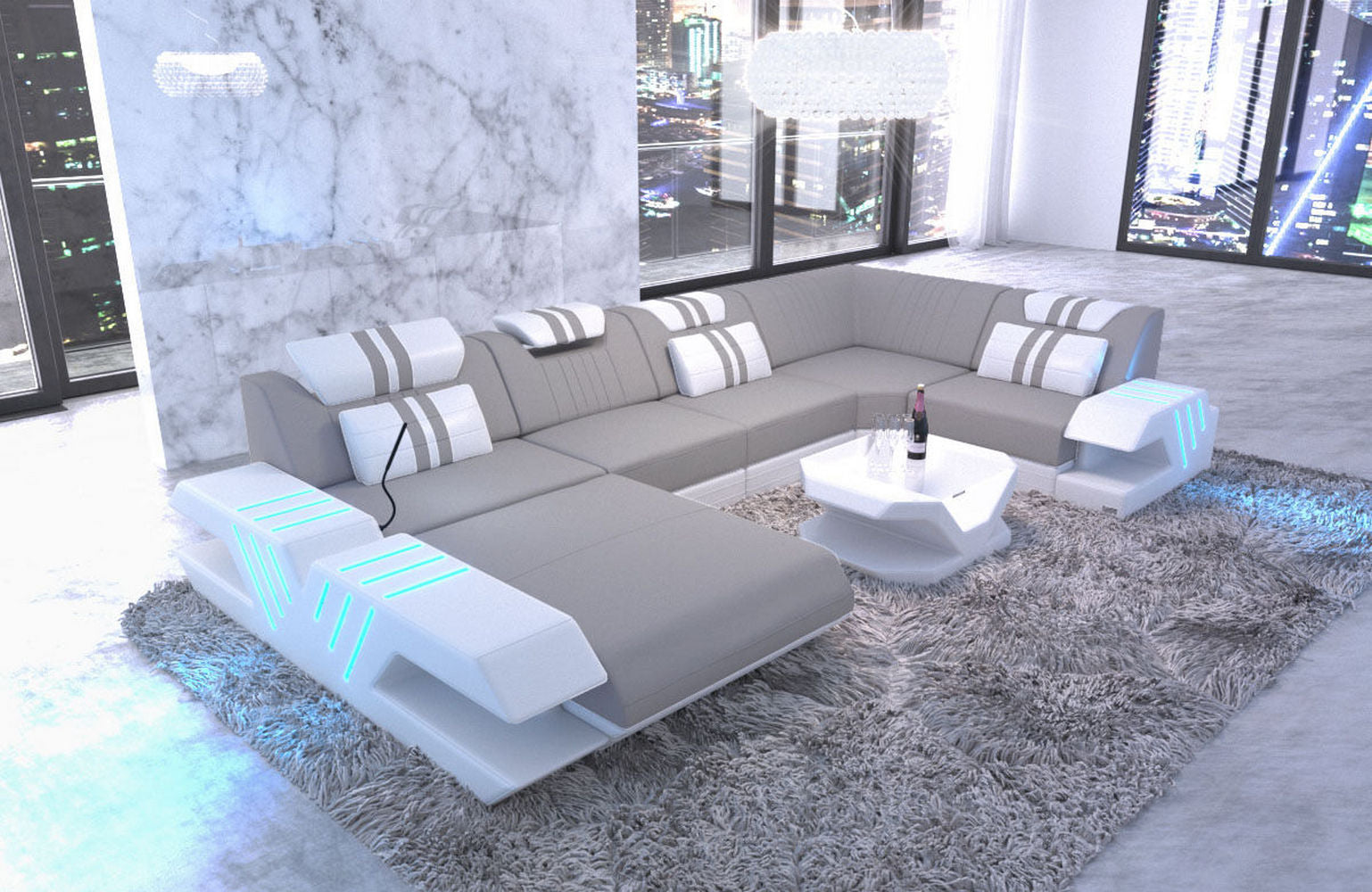 Wohnlandschaft Stoff-Mix Venedig U-Form