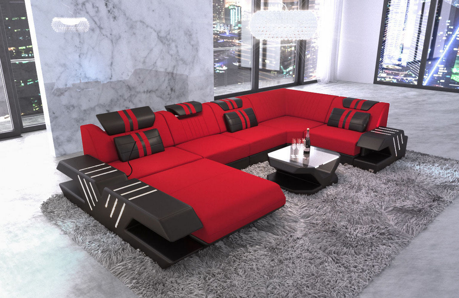 Wohnlandschaft Stoff-Mix Venedig U-Form