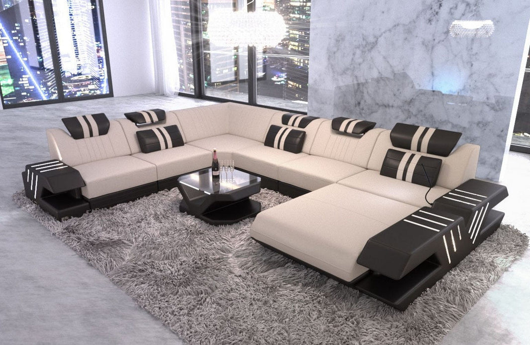 XXL Wohnlandschaft Venedig U-Form aus Stoff