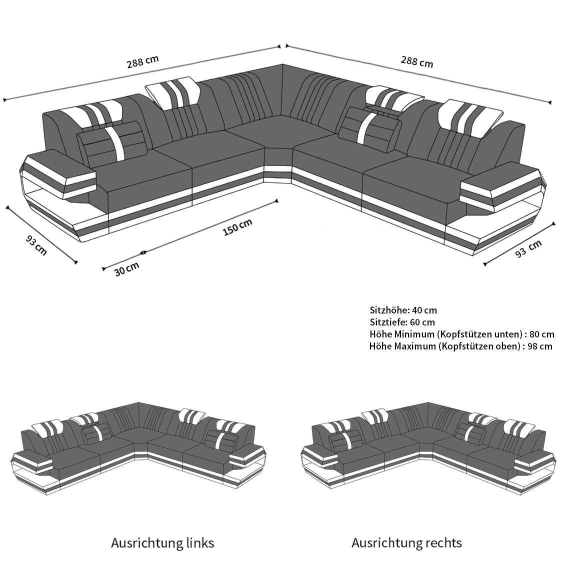 Polster Ecksofa Ragusa L-Form