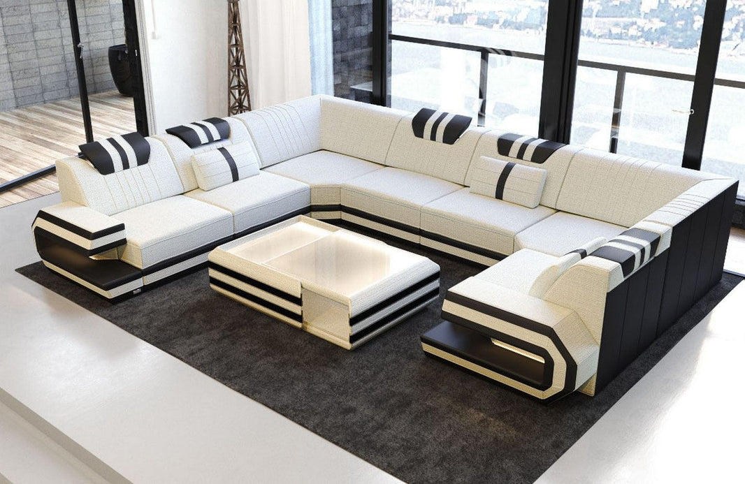 Wohnlandschaft Ragusa U-Form aus Stoff