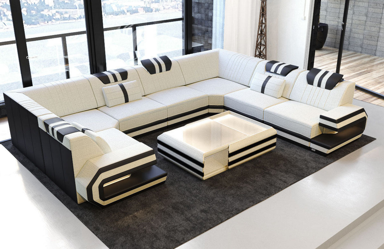 Sofa Ragusa U-Form mit Stoffbezug