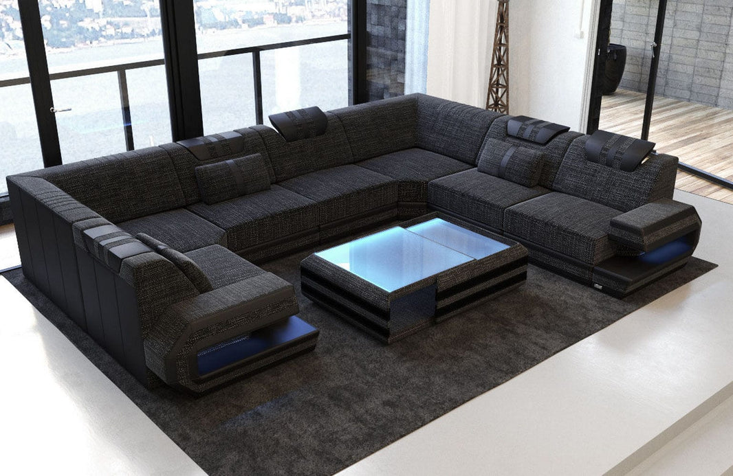 Wohnlandschaft Ragusa U-Form aus Stoff