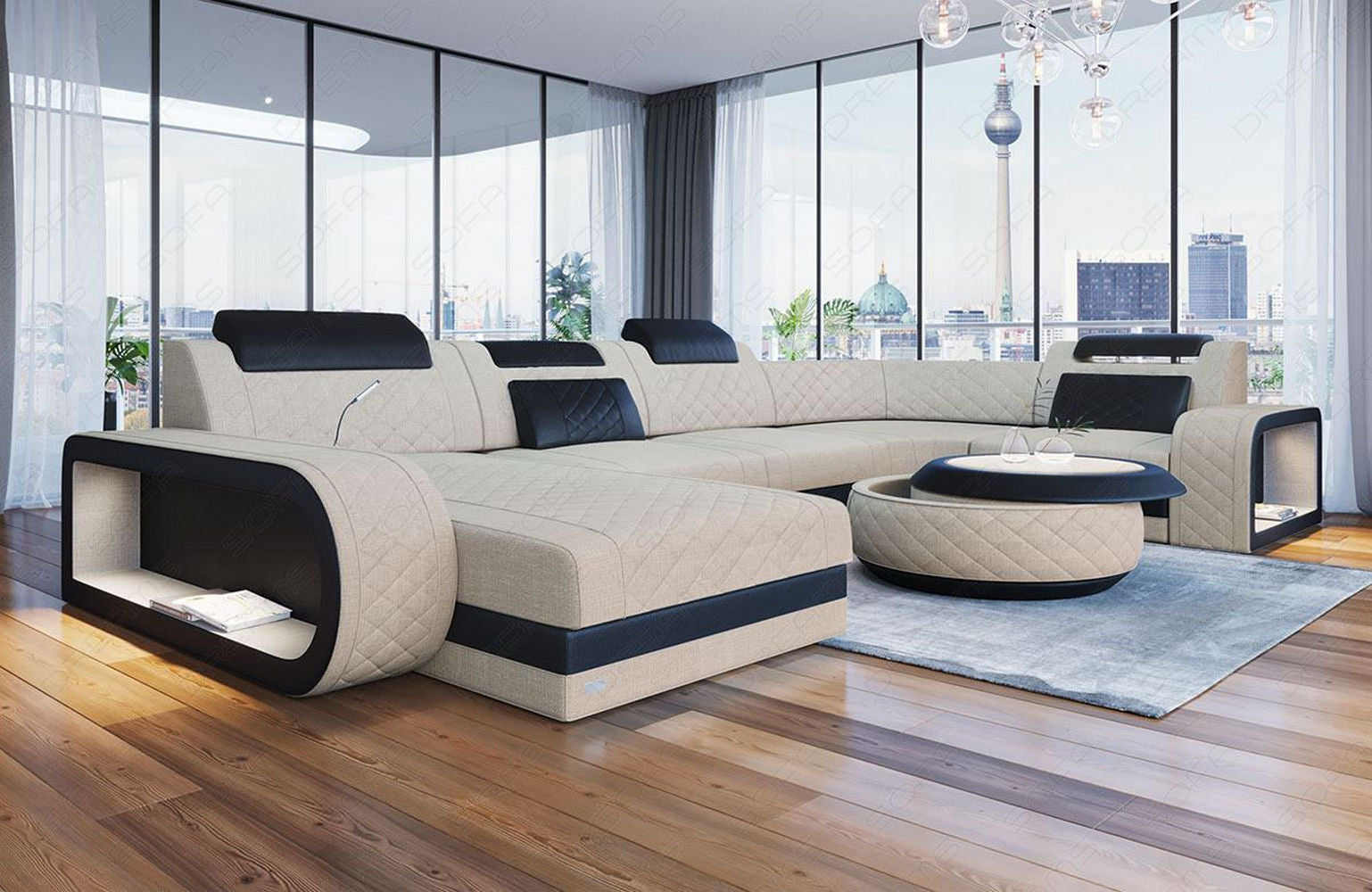 Stoff Wohnlandschaft Berlin U-Form