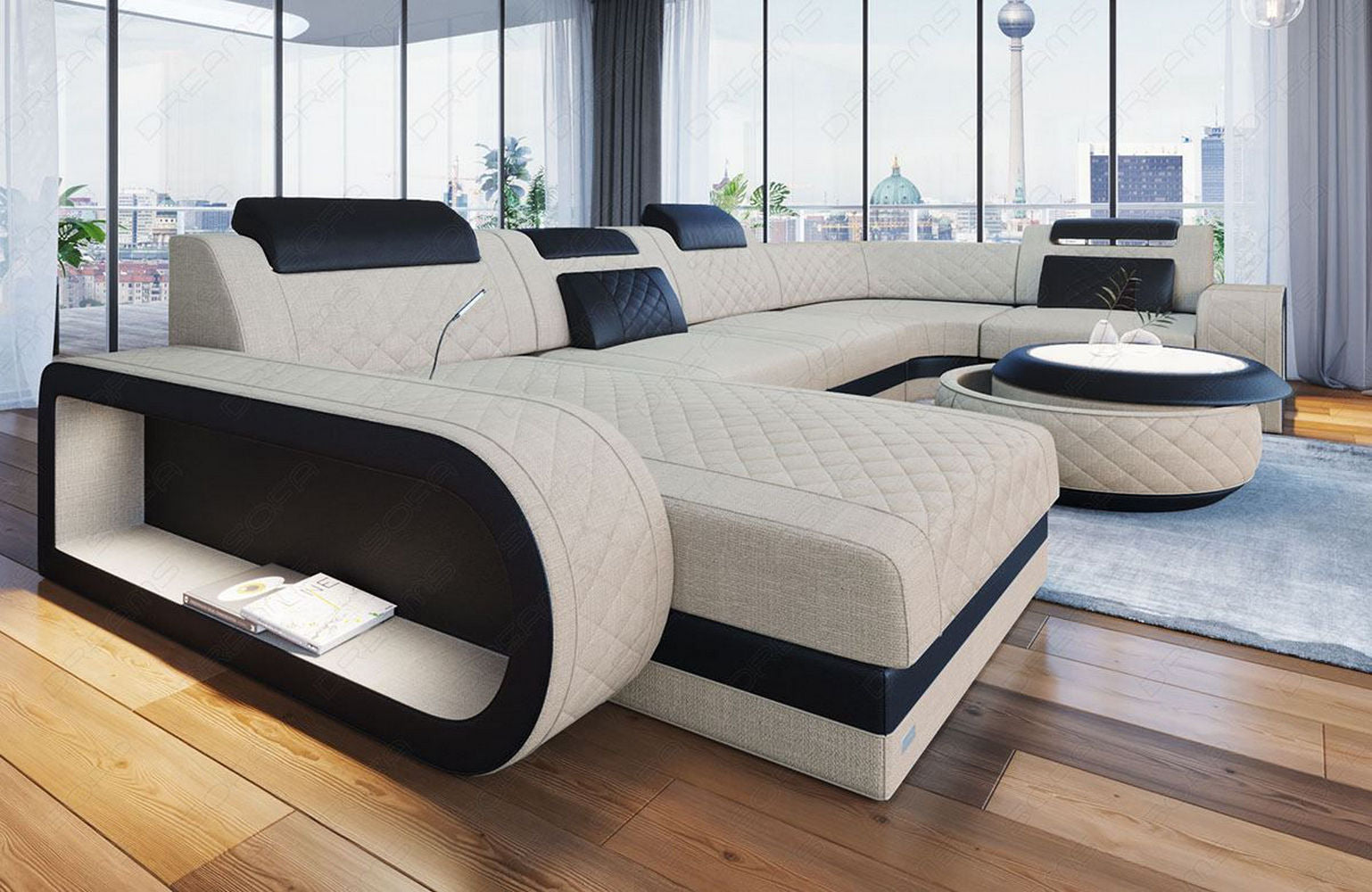 Stoff Wohnlandschaft Berlin U-Form