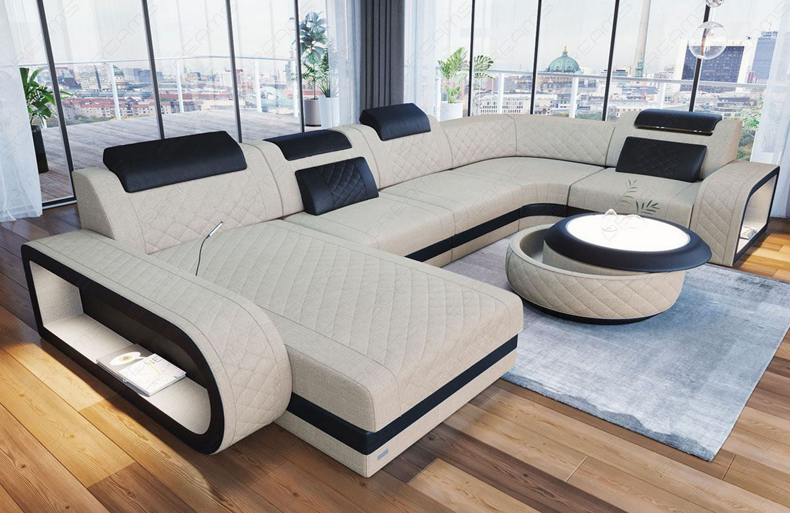 Stoff Wohnlandschaft Berlin U-Form