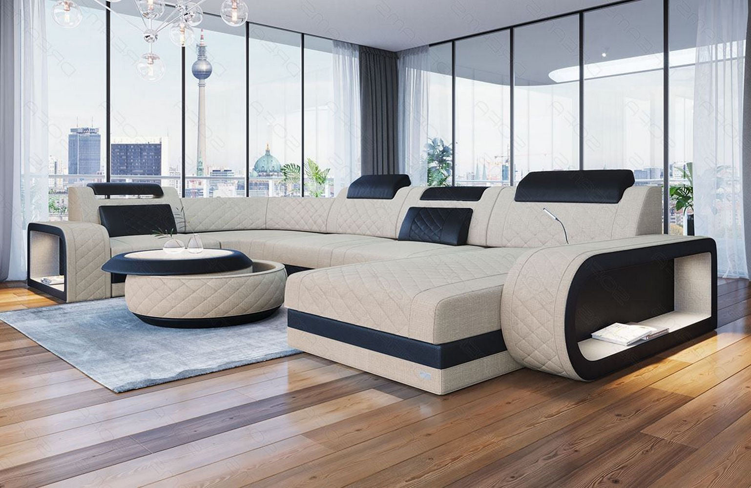 Stoff Wohnlandschaft Berlin U-Form