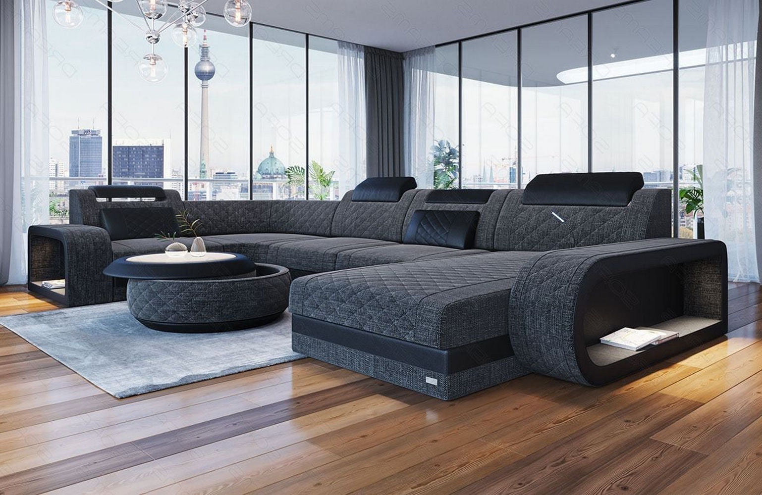 Stoff Wohnlandschaft Berlin U-Form