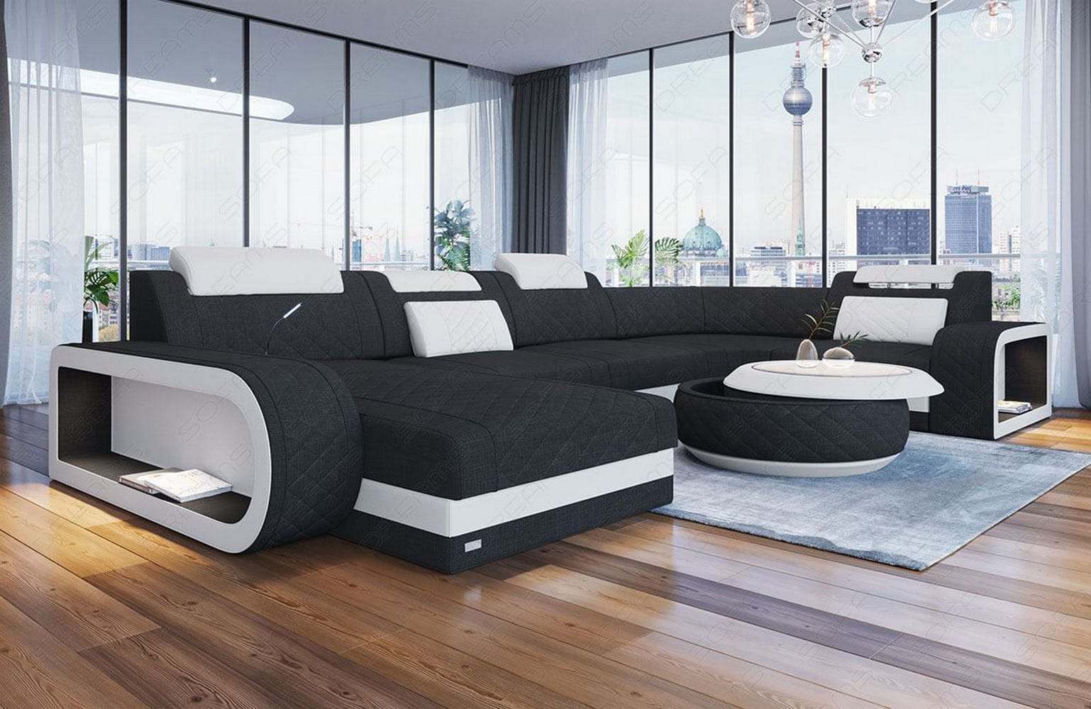 Stoff Wohnlandschaft Berlin U-Form