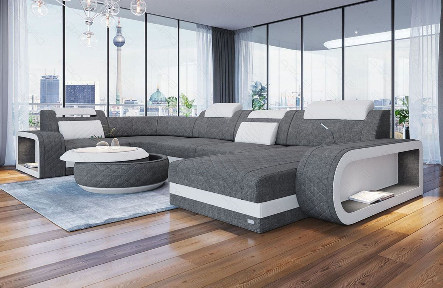 Stoff Wohnlandschaft Berlin U-Form