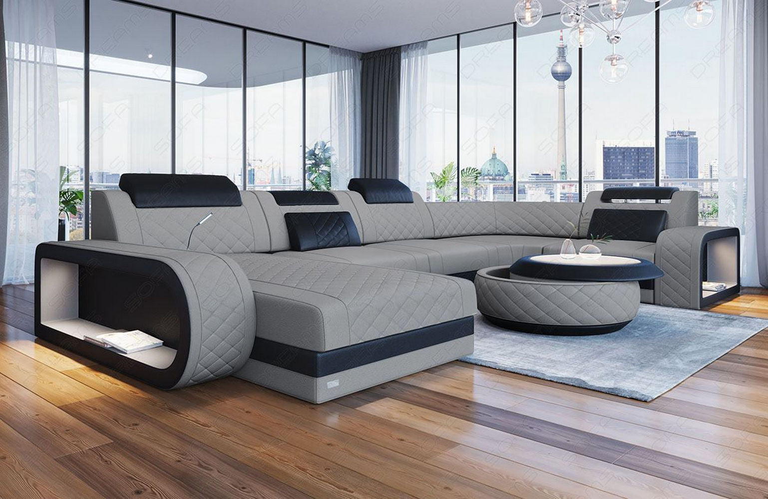 Stoff Wohnlandschaft Berlin U-Form