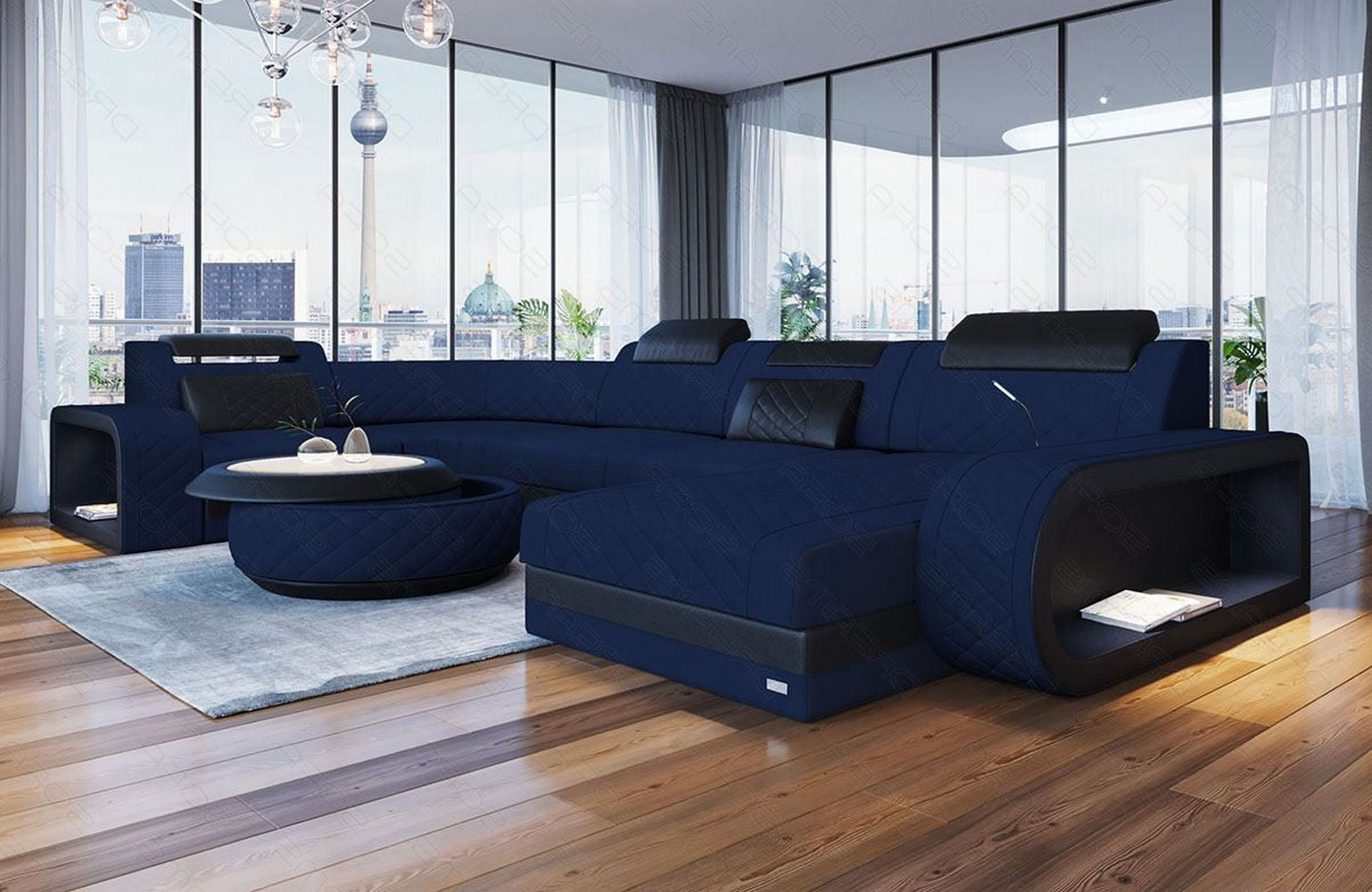 Stoff Wohnlandschaft Berlin U-Form