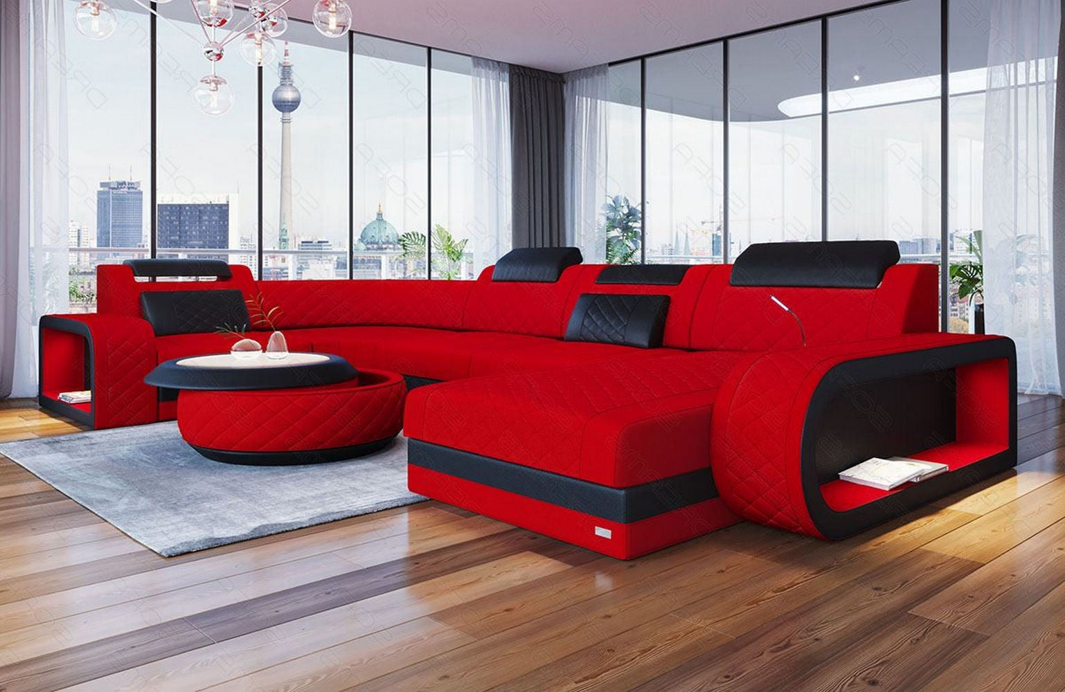 Stoff Wohnlandschaft Berlin U-Form