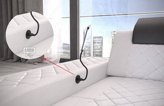 Stoff Ecksofa Berlin L-Form Braun-Weiß