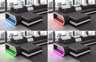 Stoff Ecksofa Berlin L-Form Braun-Weiß