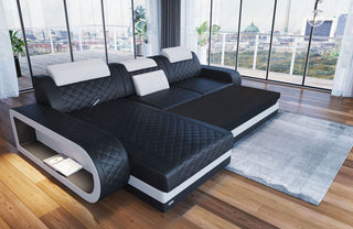 Stoff Ecksofa Berlin L-Form Braun-Weiß