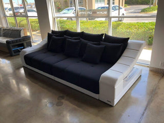 Big Sofa Turino in Stoff – Komfort & Design - Strukturstoff - Schwarz-Weiß - Ansicht 1