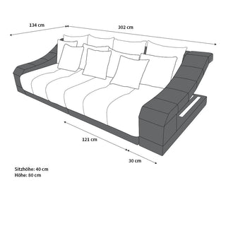 Big Sofa Turino in Stoff – Komfort & Design - Strukturstoff - Schwarz-Weiß - Ansicht 7