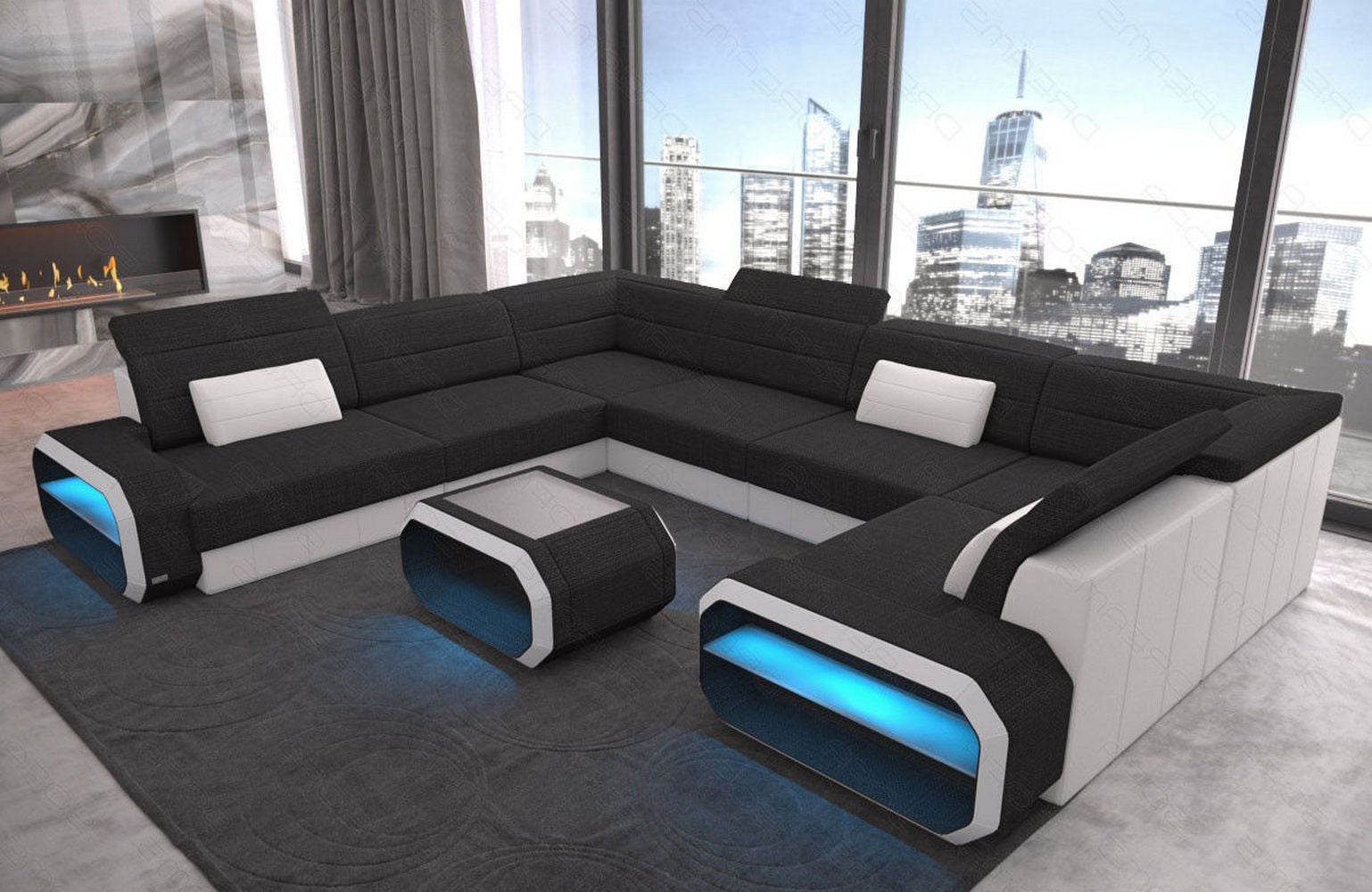 Stoff Wohnlandschaft Verona U-Form