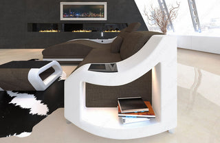 Couch Swing L-Form in Stoff Braun-Weiß