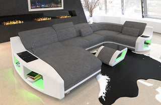 Couchlandschaft Swing U-Form in Stoff Grau-Weiß