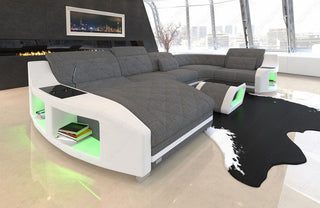 Couchlandschaft Swing U-Form in Stoff Grau-Weiß