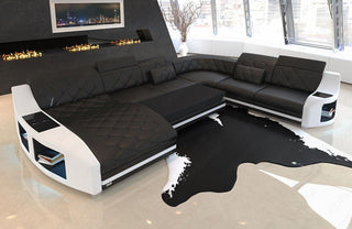 Wohnlandschaft Swing XXL U-Form in Stoff Grau-Weiß