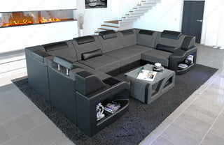 Couchlandschaft Padua U-Form in Stoff Grau-Schwarz