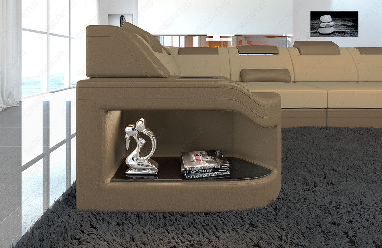 Couchlandschaft Padua U-Form in Stoff Beige-Sandbeige