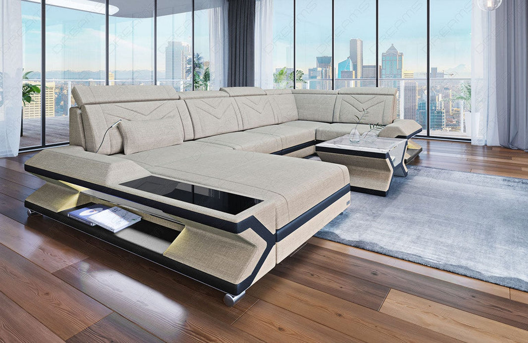 Stoff Wohnlandschaft Napoli U-Form